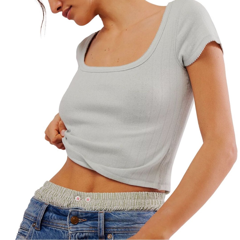 Free People End Game Pointelle Baby Tee